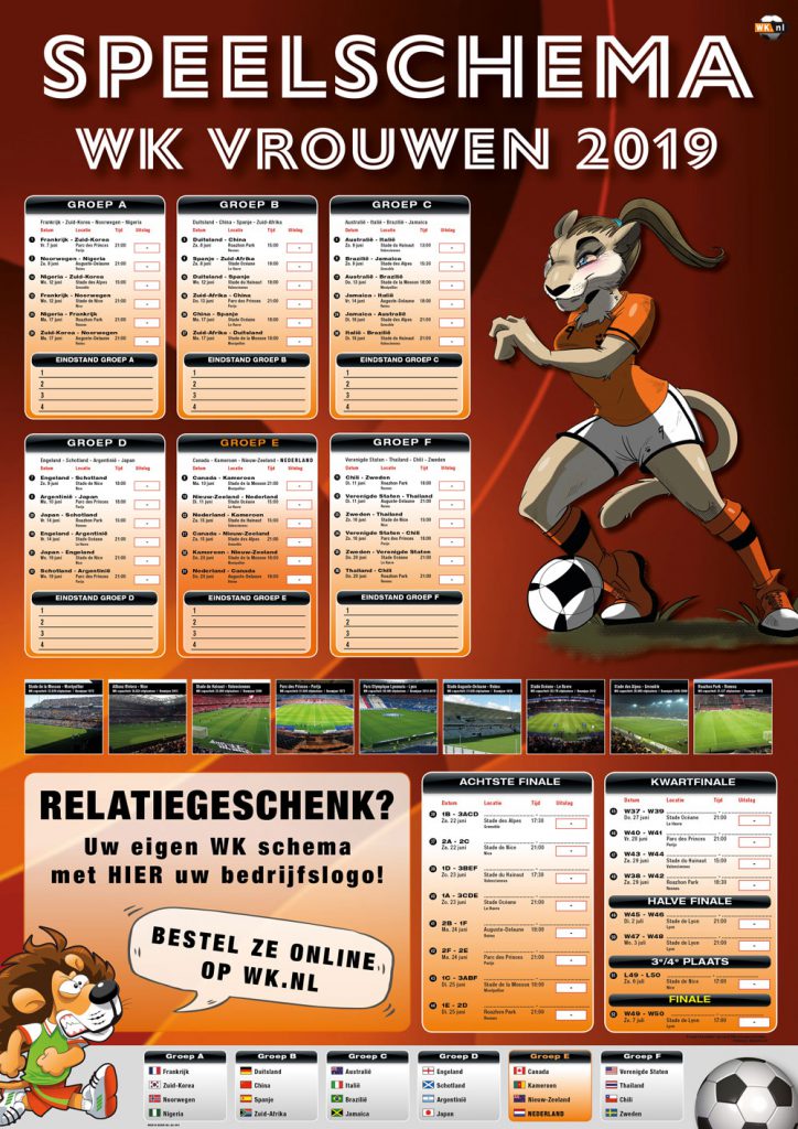 WK Speelschema Posters Model Oranje WK Voetbal 2022 Qatar WK nl
